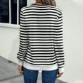 thumbnail image 3 of cocolona Womens Long Sleeve Striped Shirts Fall Fashion V Neck Tunic Tops Dressy Casual Blouses Lightweight Loose T-shirts, 3 of 6