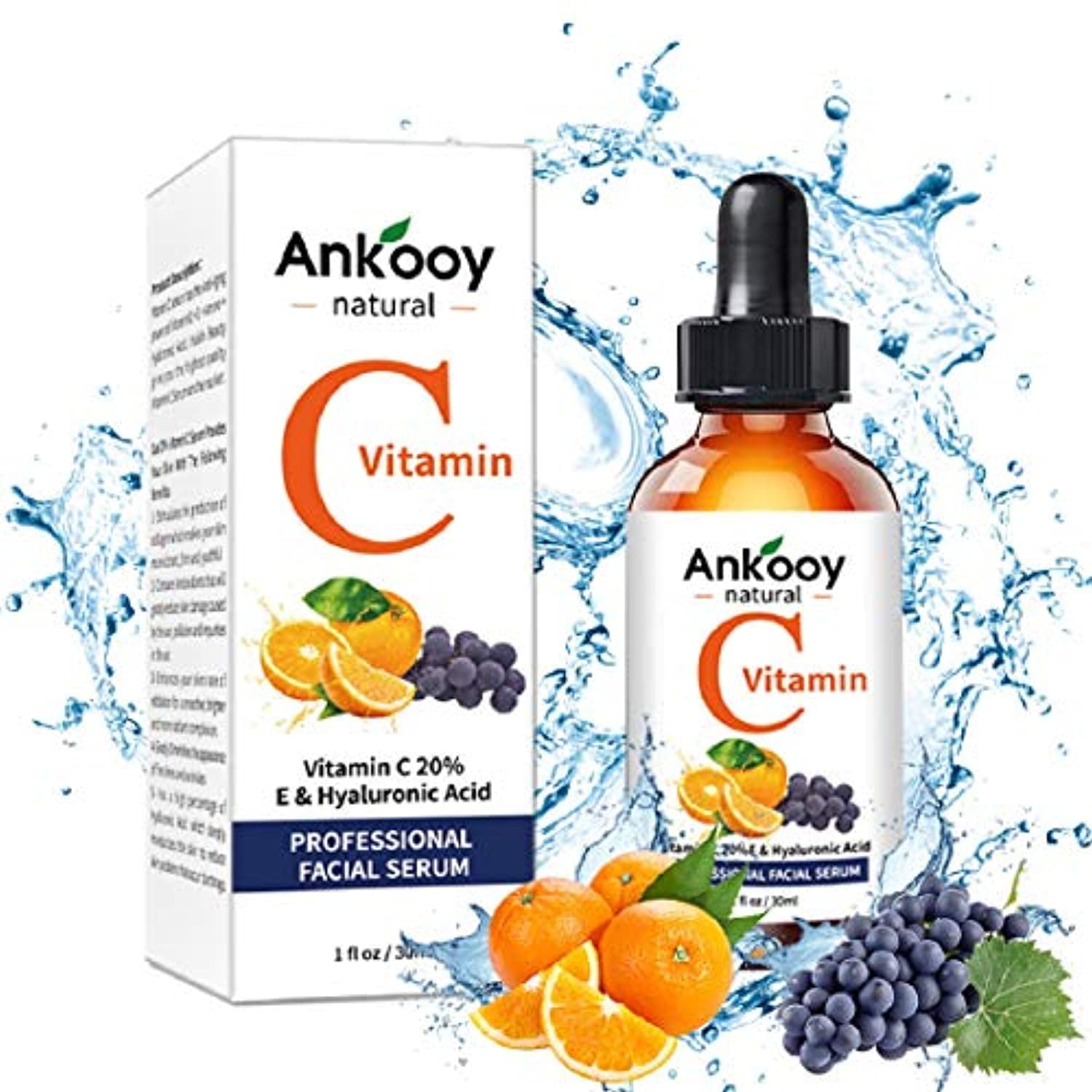 Ankooy Vitamin C Serum for Face, Hyaluronic Acid Serum - Exp 5/2022