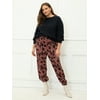 ELOQUII Elements Plus Size Cheetah Print Soft Jogger Pants