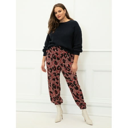 ELOQUII Elements Plus Size Cheetah Print Soft Jogger Pants