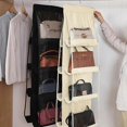 thumbnail image 3 of 4-layer Handbag Purse Dust-proof Organizer with 8 Pockets Metal Hook Bag Storage Bag for Wardrobe Closet Space Saving Beige, 3 of 5
