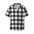 thumbnail image 3 of Goofa Black White Plaid Printed Men's Casual Short-sleeved Shirt,Lightweight Breathable Button-down,Summer Casual men's top,Versatile Fashion shirt-Small, 3 of 7