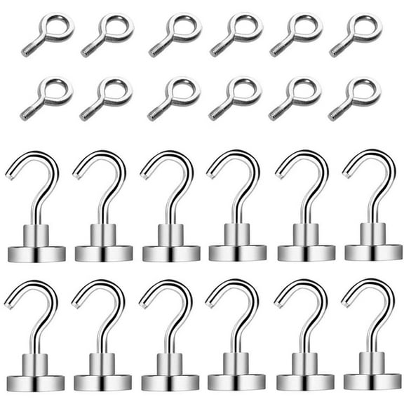 24 Pcs Hooks Magnets With Hooks Super Strong Neodymium Hook For Kitchen Bathroom Garage Office