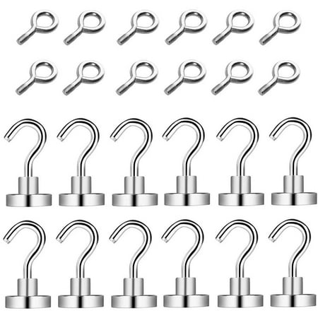 

24 Pcs Magnetic Hooks Ring Hooks Neodymium Magnetic Hook For Kitchen Bathroom
