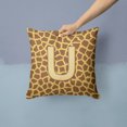 thumbnail image 2 of Letter U Initial Monogram - Giraffe Fabric Decorative Pillow, 2 of 4