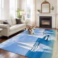 thumbnail image 3 of Summer Theme Washable Living Room Rugs 5'x8', Oil Painting Blue Oceans Sailboats Cloud Sky Low Pile Throw Large Area Rug Non-Slip Sturdy Edge Binding Carpet for Living Room Kitchen Office, 3 of 9