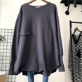 thumbnail image 1 of RWJDXD 2023 Spring Autumn Solid Color Fashion Round Neck T-Shirts Women High Street Long Sleeve Button Mid-length All-match Pullovers, 1 of 5