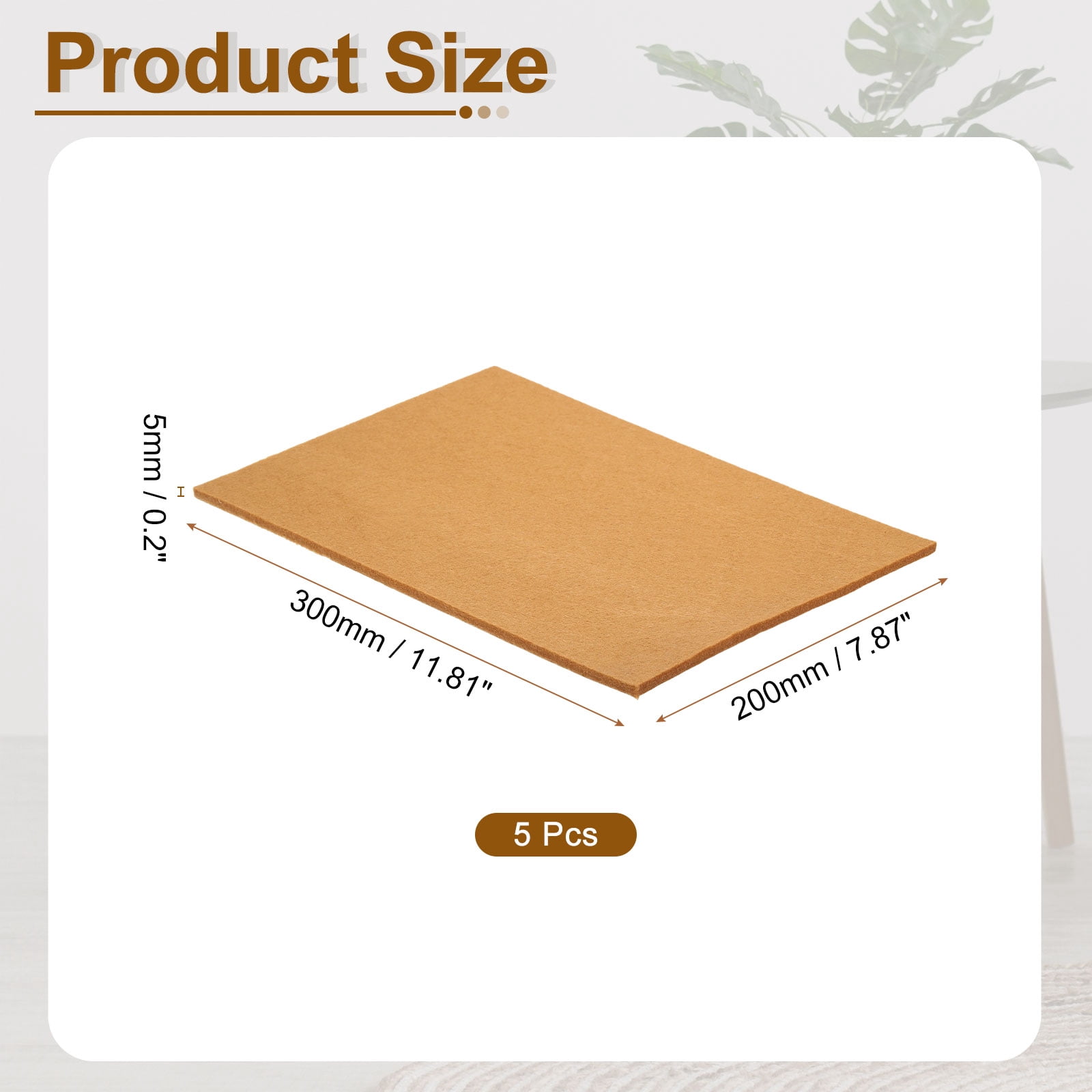 Felt Furniture Pads, 5Pack 11.81" x 7.87" Adhesive Backed Felt Non-slip Anti-scratch Chair Leg Protectors for Protecting Hardwood Floor, Light Brown