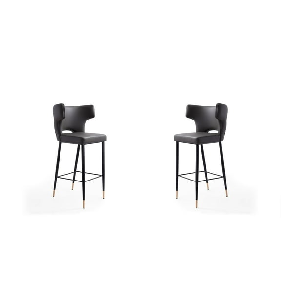 Holguin 41.34 in. Cream, Black and Gold Wooden Barstool (Set of 2)