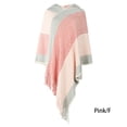 thumbnail image 3 of Qarigey Poncho de invierno para mujer, chal a rayas, fiesta de moda, vacaciones, fiesta en la playa, accesorios para fotos, bufanda con dobladillo Abrigos y chamarras Rosado, 3 of 6