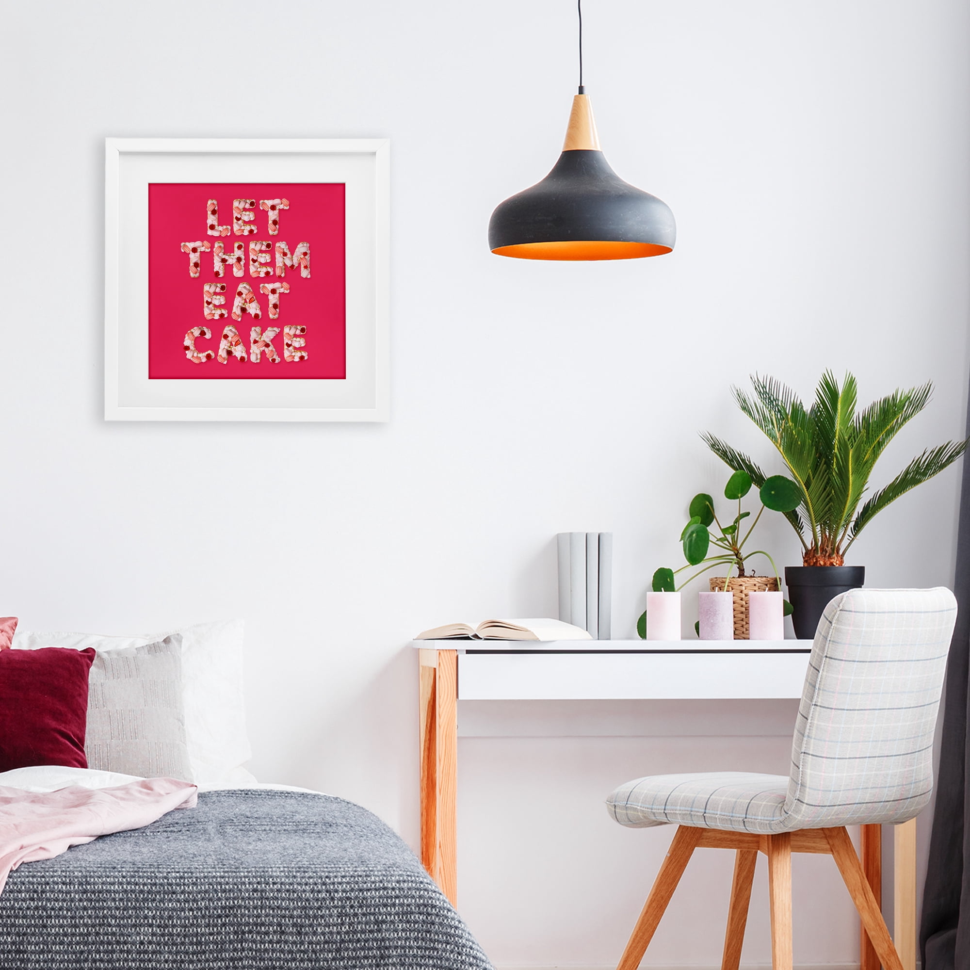 Let Them Eat Cake White Framed Print Under Glass, design by LISH Creative