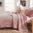thumbnail image 2 of Regency Heights Velvet Quilt Set, 3-Piece Quilted Coverlet Bedding Set with Matching Shams, Soft All Season Bedspread, Full/Queen, Blush, 2 of 9