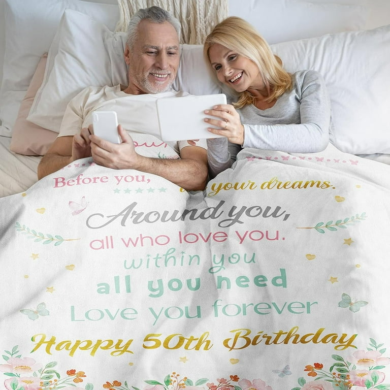 XZYG 50th Birthday Gifts Blanket for Women Happy Birthday Turning