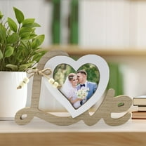 Kezqiaxn Valentines Day Digital Photo Frame Wedding Gifts for Couples Heart Shape Picture Frame, Wooden Photo Frames for Husband Wife Anniversary Gifts for Bride Bridegroom Picture Frame