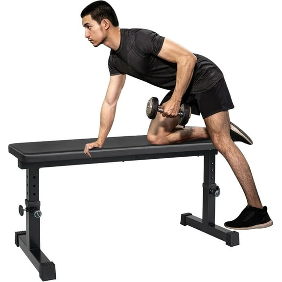 HooKung Flat Weight Bench for Strength Training Universal Adjustable Height