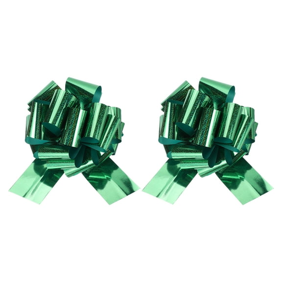 12 Inch Giant Large Pull Bow 2 Pcs Big Glitter Metallic Car Bows Ribbon for Wedding Presents Gift Wrapping Christmas, Green