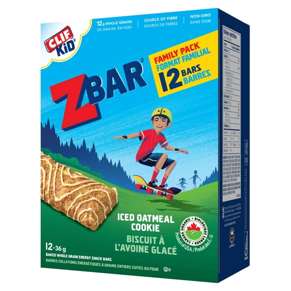 CLIF KID ZBAR, Organic Energy Snack Bars, Iced Oatmeal Cookie 36 g (emballage de 12)