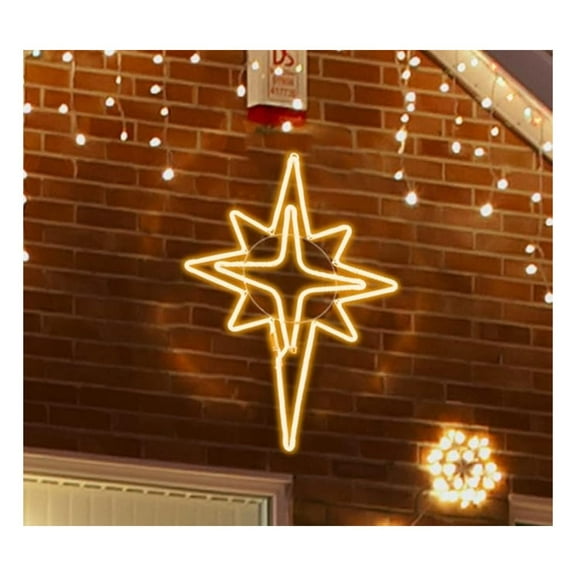 [Large 25"x16"] 360 LED Bethlehem Star Neon Motif Super-Bright Warm White LEDs Outdoor Christmas Decoration with UL Standard Adaptor Waterproof for Outdoor Home Party Wall Hanging Holiday