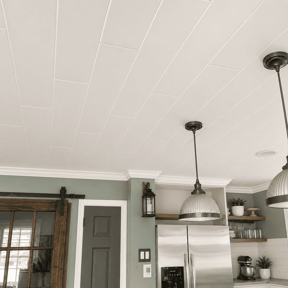 Styrofoam Ceiling Planks to Cover Popcorn Ceiling, Pack of 48 (covers 86 sq ft).Easy DIY Glue up Application