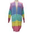 thumbnail image 6 of ZUARFY Women Plus Size Autumn Long Sleeve Open Front Sweater Cardigan Rainbow Striped Color Block Drape Oversized Knitwear Coat With Pockets, 6 of 19