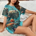 thumbnail image 4 of Fotbe Underwater Swimming Guinea Pig Print Pajama Set for Women 2 Piece Loungewear Short Sleeve Tops and Shorts Set Soft Sleepwear-3X-Large, 4 of 7