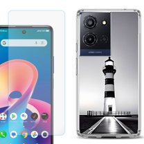 For TCL K32 5G Protective Shockproof Phone Case with Tempered Glass Screen Protector, by OneToughShield - Lighthouse