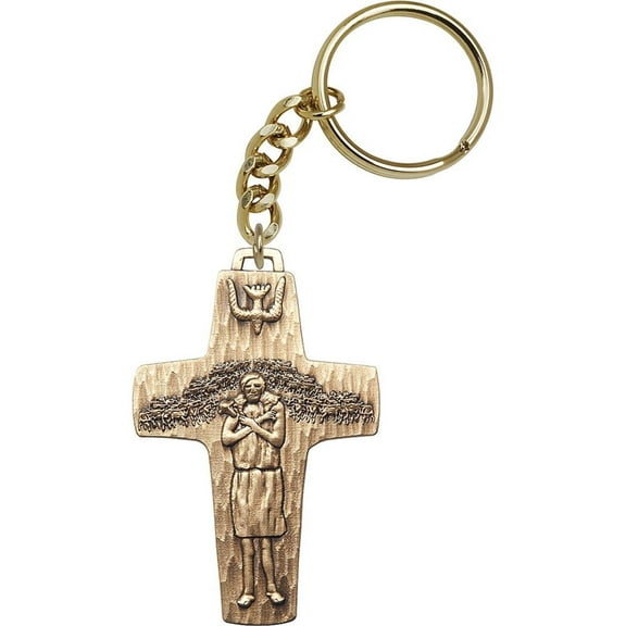 Gold Oxide Papal Crucifix Keychain