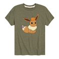 thumbnail image 2 of - Eevee - T-Shirt Graphique à Manches Courtes pour Jeunes - Taille TG Vert Militaire, 2 of 2