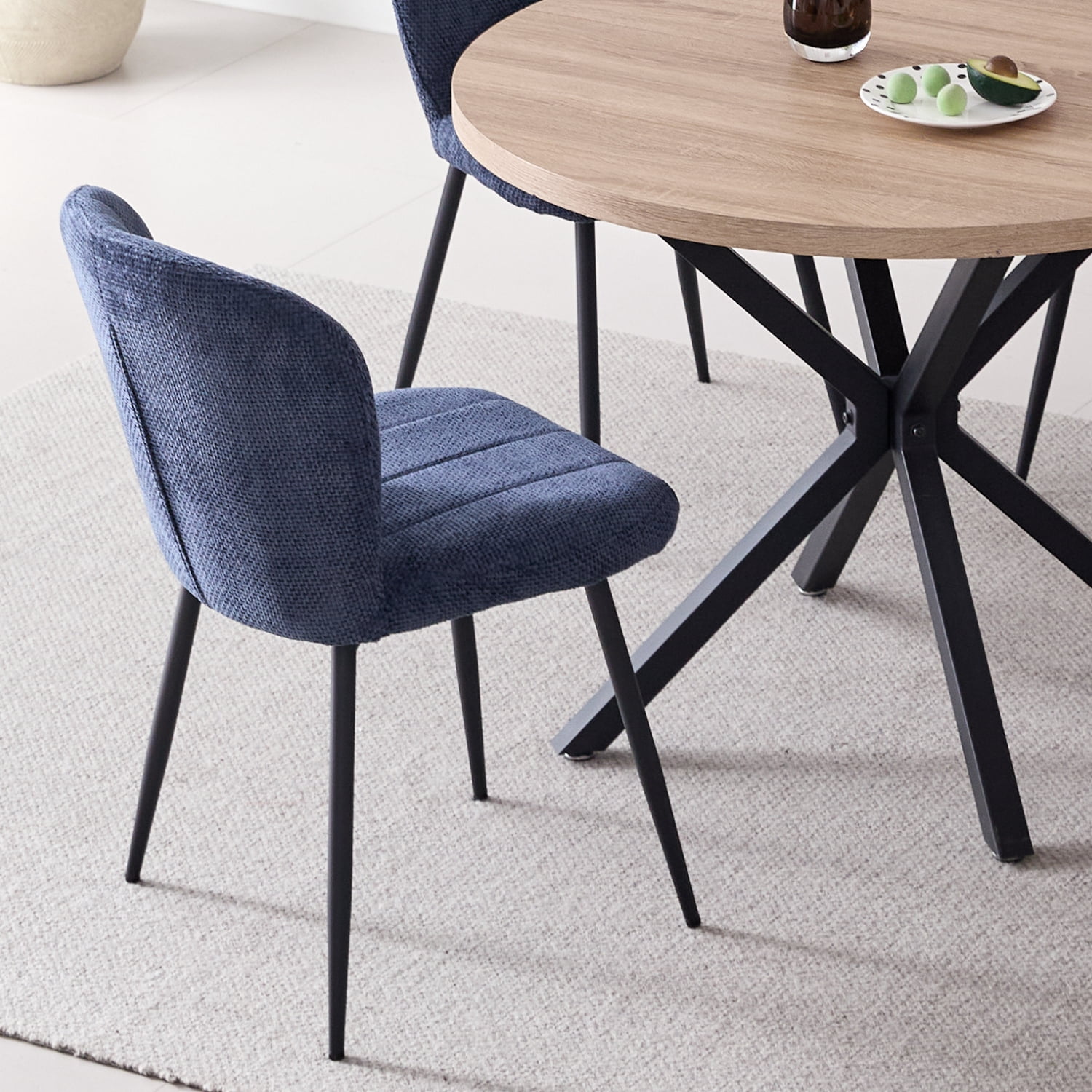 Dining Chairs Set of 4, Upholstered Chenille Fabric Kitchen Chairs With Metal Legs, Wingback Elegant Tufted Accent Vanity Chair For Dinner, Bedroom, Living Room, Apartment, Blue