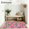 thumbnail image 3 of ODIKA 8' x 10' Machine Washable Non-Slip Area Rug, Floral leaf High Traffic Rug, Pink, 646889, 3 of 7