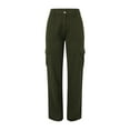 thumbnail image 4 of felwors Cargo Pants for Women High Waisted Casual Pants Baggy Stretchy Wide Leg Y2K Streetwear with 6 Pockets Green, L, 4 of 8