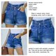 thumbnail image 4 of Pantalones cortos para mujer, cintura elástica, bolsillos con botones, bordes enrollados, pantalones cortos informales simples de verano, 4 of 8