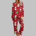 thumbnail image 2 of Tnhcen Winter Women's Comfortable 2-Piece Christmas Snowman Print Pajamas Set Crew Neck Long Sleeves Top Pants Great Lounge Home Nightwear S-2XL, 2 of 6