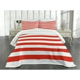 thumbnail image 3 of Ambesonne Geometric Quilted Bedspread Set 3 Pcs, American Flag Design, King Size, Vermilion White, 3 of 5