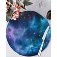 thumbnail image 2 of Blue Purple Galaxy Round Table Placemats set of 4, Universe Space Washable Woven Place Mats for Dining Tables Kitchen Party Decor,Heat Proof, 13in,, 2 of 8