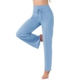 thumbnail image 1 of Pantalones de pijama de mujer INSPIRE CHIC, de pierna ancha, con cordón, pantalones de sudadera elásticos, pantalones de lounge Palazzo, pantalones de yoga para dormir, talla L, azul claro, 1 of 6