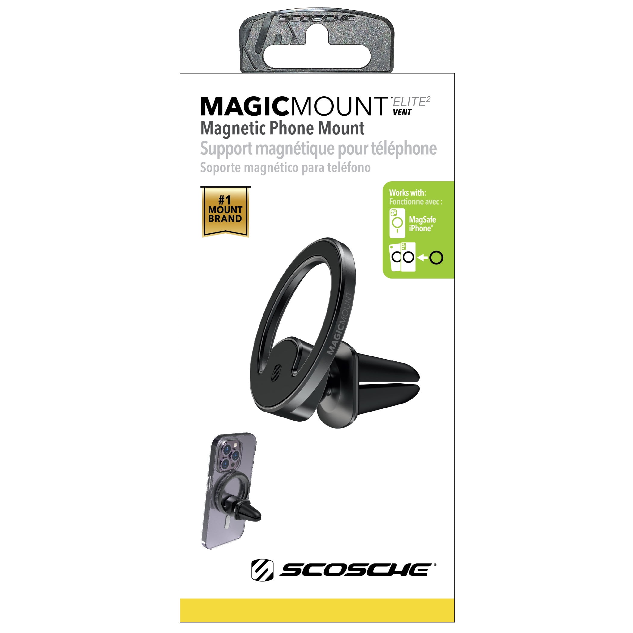 Scosche MEMSVBK-SP Elite2 Magnetic Phone Vent Mount MagSafe Comp W/ iPhone 12 & Up Black