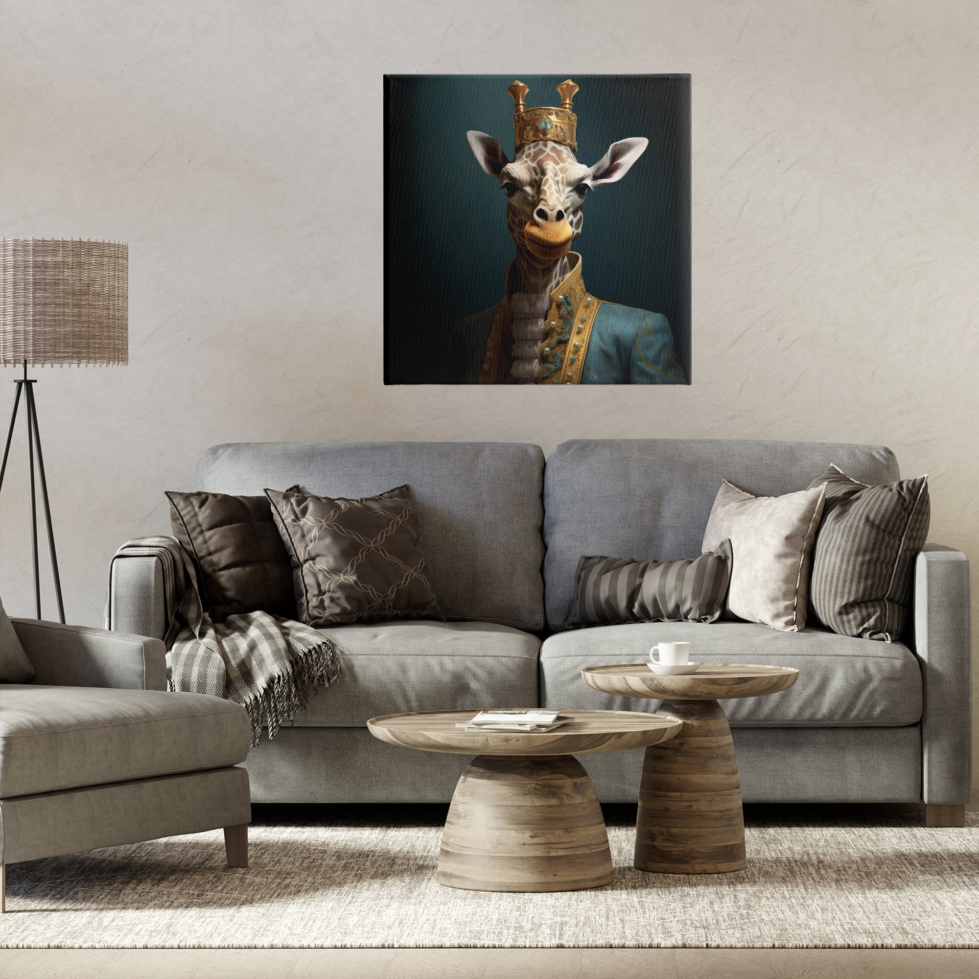 Stupell Industries Giraffe Gaze in Regal Crown Canvas Wall Art, design by Lazar Studio