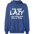 thumbnail image 2 of OXI Hoodie Sweatshirt - I Am Not Lazy, Basic Casual Hoodie for Men's and Women Fleece Hoodie Long Sleeve - Indigo Blue Medium, 2 of 3