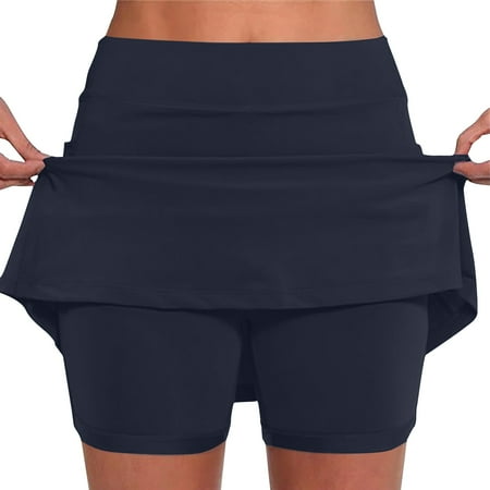 Qeaghou Womens Skorts Tummy Control Plus Size Workout Shorts Summer Solid Lightweight High Waist Athletic Sports Pants Skirts