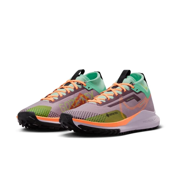 Women Nike Pegasus React Trail 4 GTX V2 Running Shoes Purple Green HM9723 500