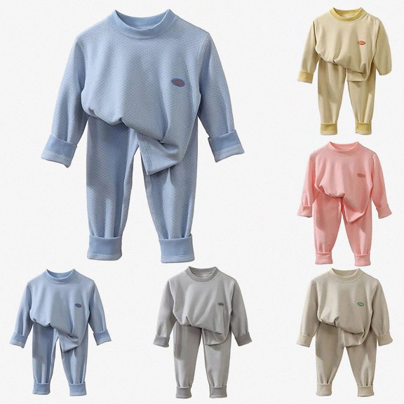 ITSAME Boys Girls Outfit Set Knit Long Sleeve Crewneck Pullover and Pants 2-Piece Comfy Loungewear Size 4T