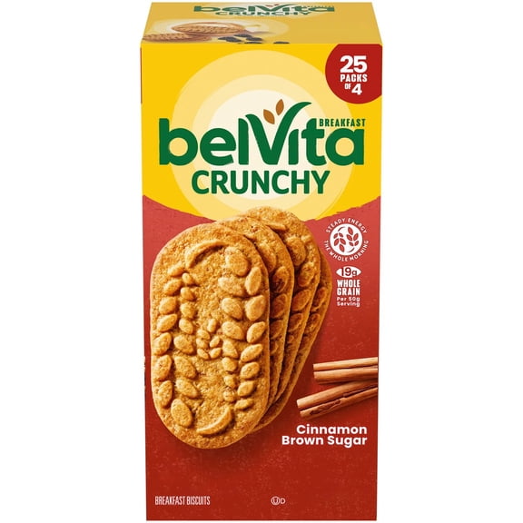 Belvita Breakfast Biscuits, Cinnamon Brown Sugar, 1.76 Oz, 25 Ct