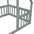 thumbnail image 6 of URTR Twin Size Montessori House Floor Bed with Fence Rails, Solid Wood Twin House Bed Frame for Bedroom, Playhouse, Gray, 6 of 8