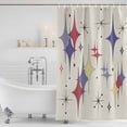 thumbnail image 2 of Red Yellow Diamond Shower Curtain, Waterproof Shower Curtains for Bathroom, Modern Geometric Middle Century Beige Washable Fabric Bathtub Curtain Set Bath Decor with 12 Hooks 72"x78", 2 of 6