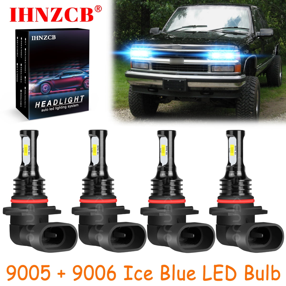 Kit De 4 Bombillas LED 6000K Para Luces Altas Y Bajas, Compatibles Con Caprice 1987-1990, Modelo HB3 Y HB4