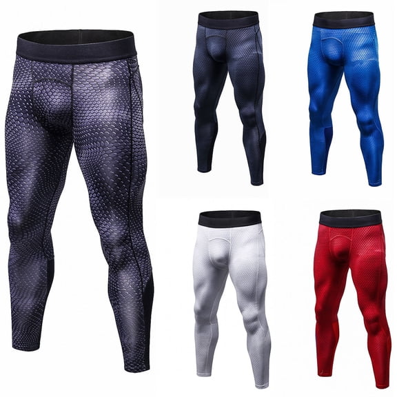 Men's Compression Pants, Quick Dry Running Tights Workout Leggings, Athletic Base Layer for Gym Football Yoga Size 2XL White