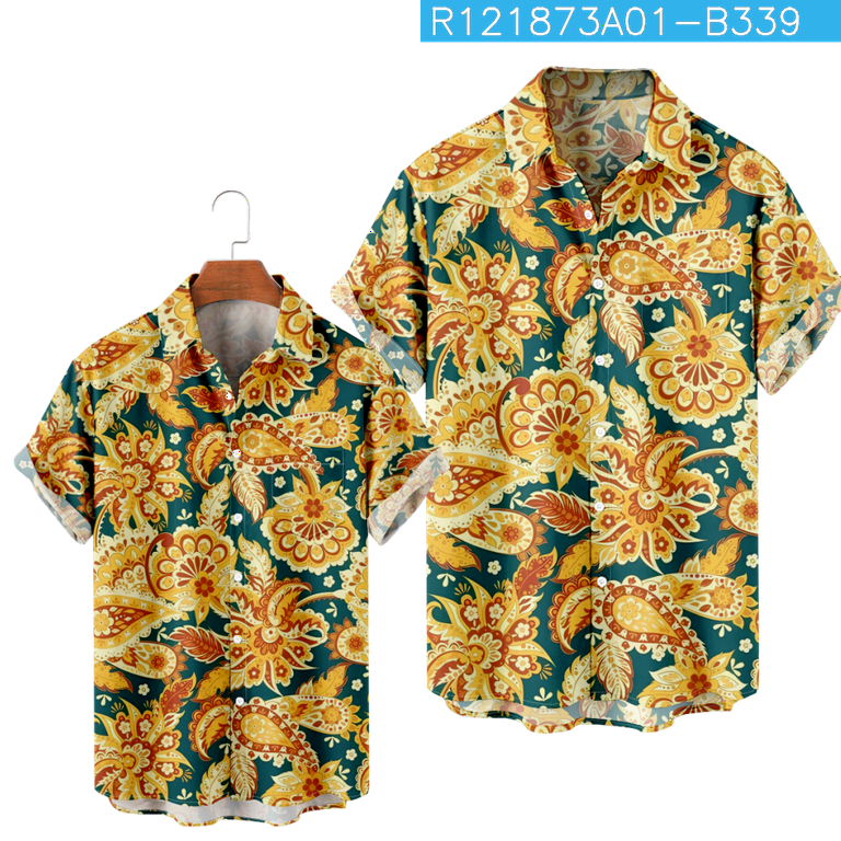 Men's Floral Vintage Casual Paisley Pattern 70s Disco Shirts