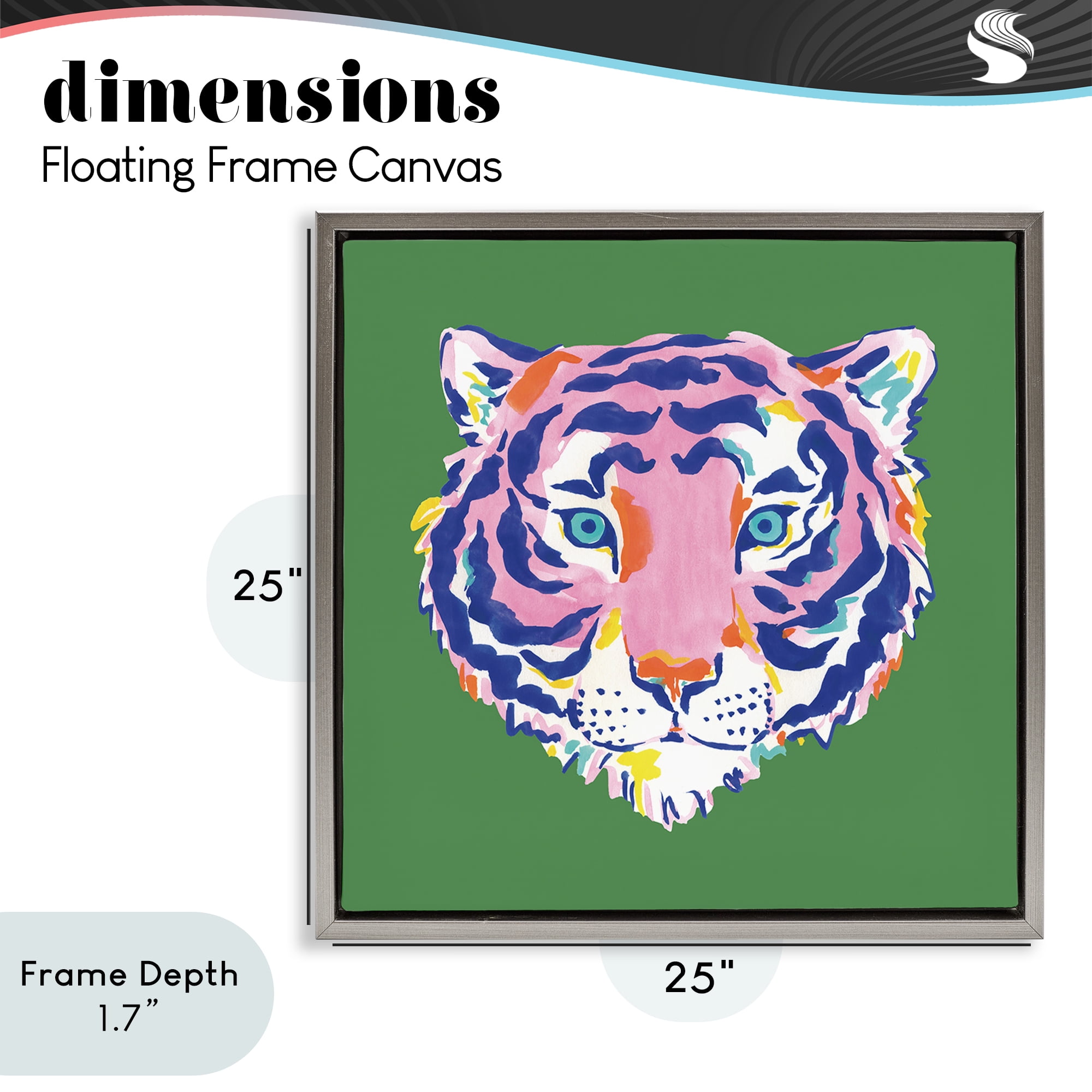 Stupell Industries Exotic Boho Tiger Face Gray Framed Floater Canvas Wall Art, design by Karolina Sato