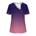 thumbnail image 4 of Jalioing Womens Plus Size Top Summer Casual T Shirt Gradient Color Button V-Neck Loose Tops, 4 of 5